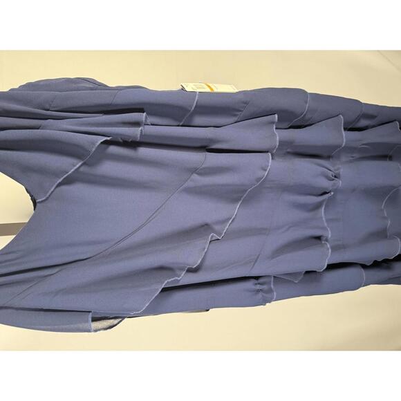 B. Darlin Women's V-Neck Sleeveless Ruffle-Trim Gown Navy Plus Size 24W NWT - Picture 3 of 7